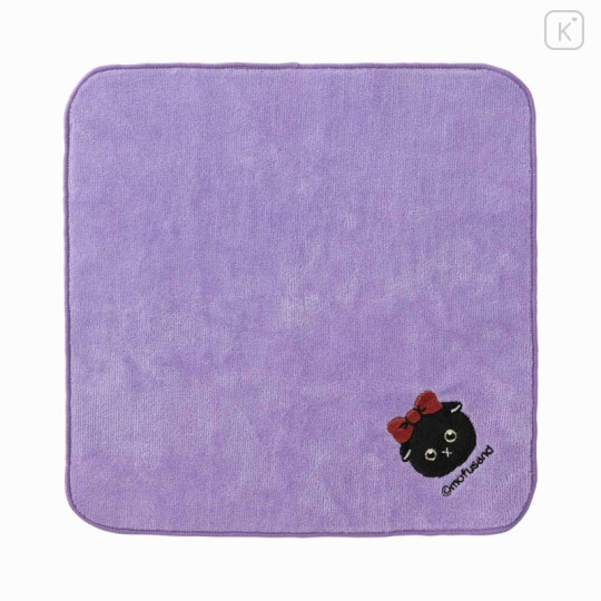 Japan Mofusand One Point Embroidery Hand Towel - Black Cat / Kuro Nyan - 1