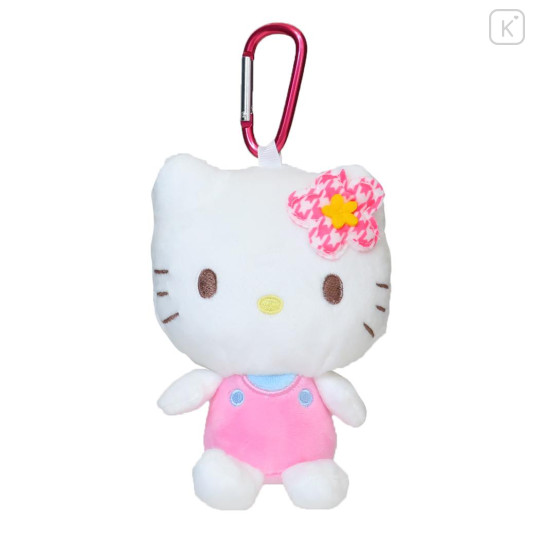 Japan Sanrio Eco Shopping Bag & Mascot Plush - Hello Kitty / Flora Gingham - 2