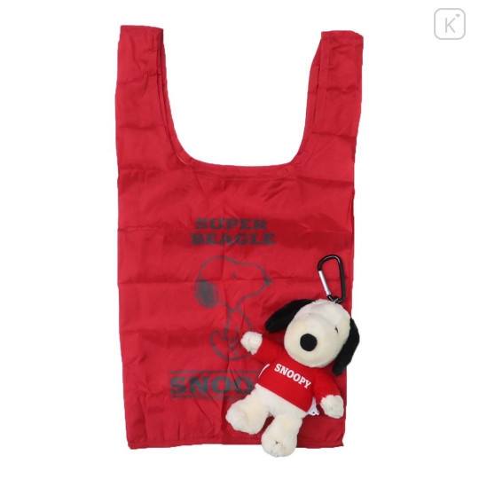 Japan Peauts Eco Shopping Bag & Mascot Plush - Snoopy / Red - 1