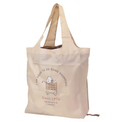 Japan Peanuts Eco Shopping Bag & Bottom Plate - Snoopy / Shopping Cappuccino
