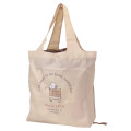 Japan Peanuts Eco Shopping Bag & Bottom Plate - Snoopy / Shopping Cappuccino - 1