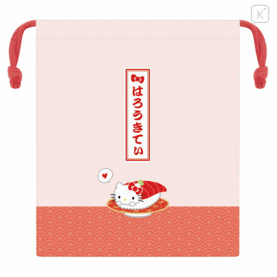 Japan Sanrio Drawstring Pouch - Hello Kitty / Sushi - 1