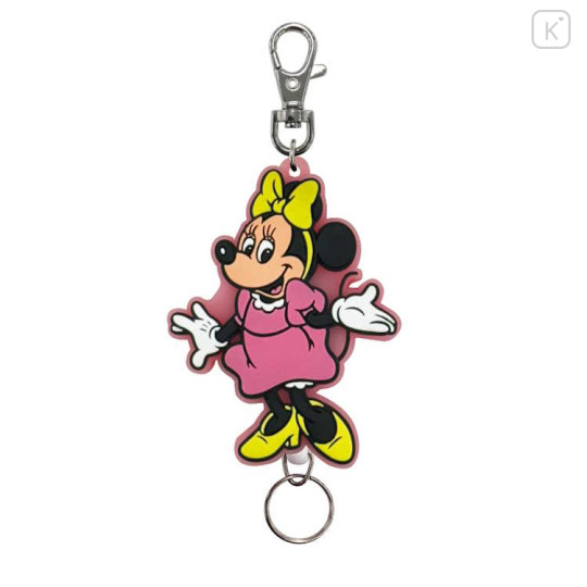 Japan Disney Rubber Reel Key Chain - Minnie Mouse - 1