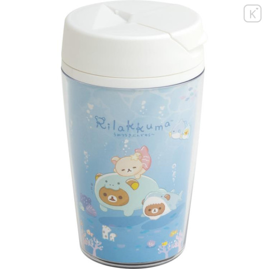 Japan San-X Clear Tumbler Bottle - Rilakkuma / Ocean Relax Mood - 1