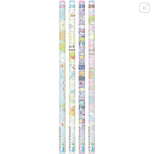 Japan San-X Rhinestone 2B Pencil 4pcs Set - Sumikko Gurashi / Waku Waku Collection - 1