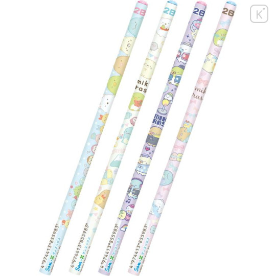 Japan San-X Rhinestone 2B Pencil 4pcs Set - Sumikko Gurashi / Waku Waku Collection - 2