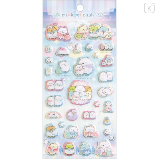 Japan San-X Squishy Glitter Sticker - Sumikko Gurashi / Shirokuma Hometown B - 1