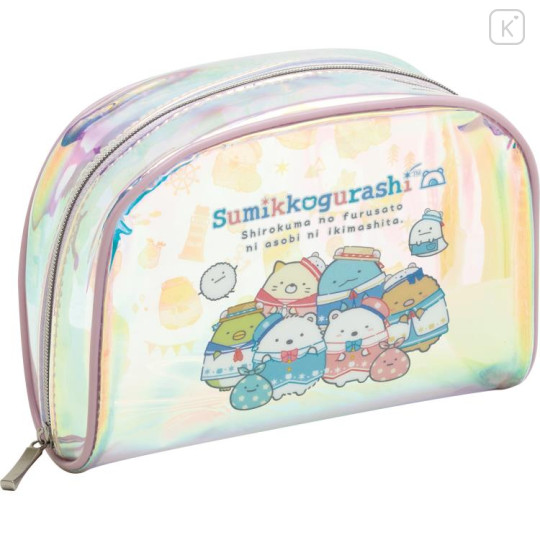 Japan San-X Clear Cosmetic Pouch - Sumikko Gurashi / Shirokuma Hometown - 1