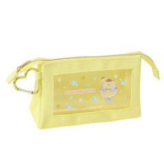 Japan Sanrio Clear Pen Pouch with Carabiner - Pompompurin / Soda Drink