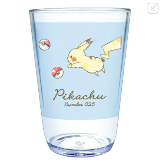 Japan Pokemon Acrylic Clear Tumbler - Pikachu / Number025 Blue - 1