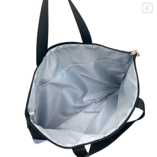 Japan Sanrio Zipper Tote Bag - Kuromi : Gold Foil Print - 3