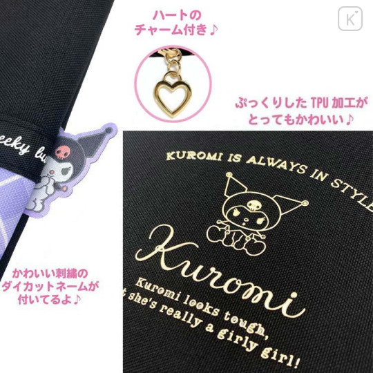 Japan Sanrio Zipper Tote Bag - Kuromi : Gold Foil Print - 4