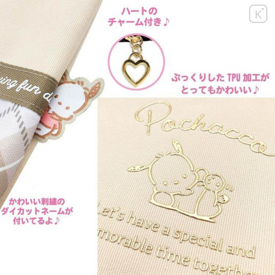 Japan Sanrio Zipper Tote Bag - Pochacco / Gold Foil Print - 4