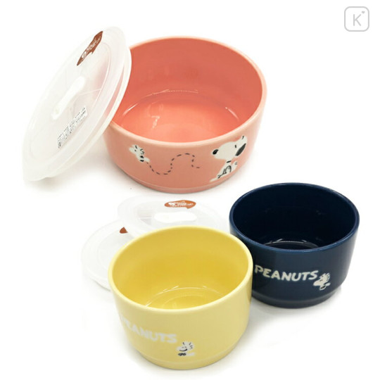 Japan Peanuts Ceramic Bowl & Lid Gift Set - Snoopy - 2