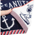 Japan Peanuts Jacquard Towel Handkerchief - Snoopy & Woodstock / Marine Navy / Smile - 2