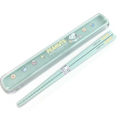 Japan Peanuts 16.5cm Chopsticks with Case - Snoopy / Green