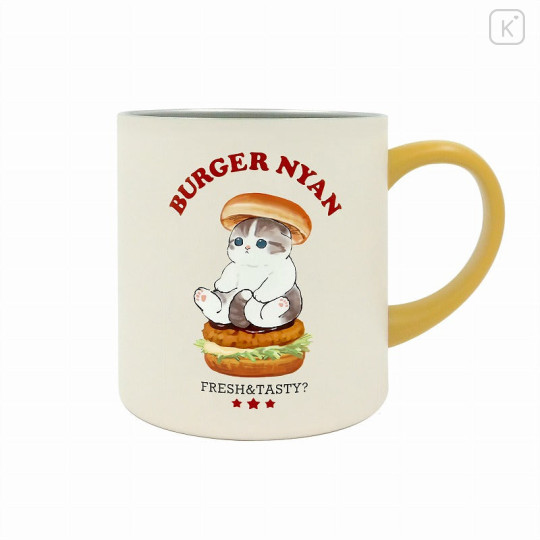 Japan Mofusand Stainless Steel Mug with Lid - Burger Cat Nyan - 2