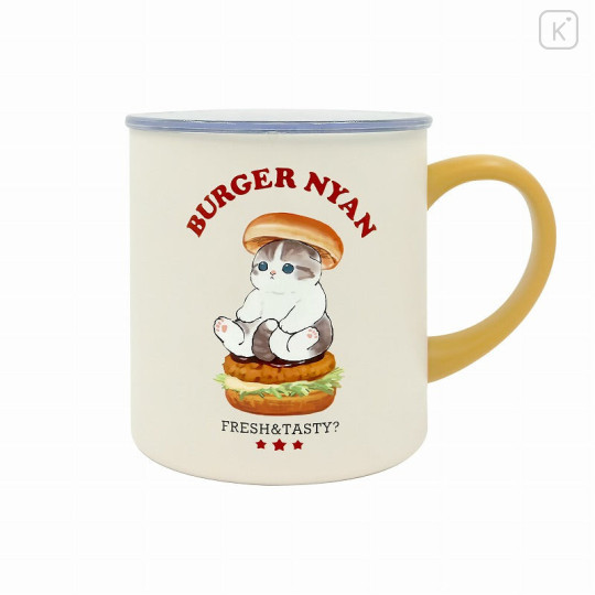 Japan Mofusand Stainless Steel Mug with Lid - Burger Cat Nyan - 3