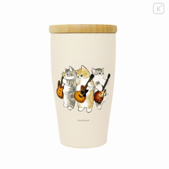 Japan Mofusand Stainless Steel Tumbler with Lid - Cat / Singing for You Nyan - 1