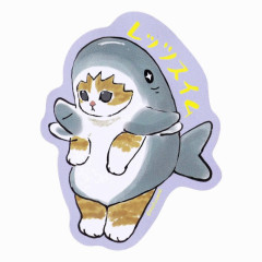 Japan Mofusand Vinyl Sticker - Cat / Shark Nyan Let's Swim