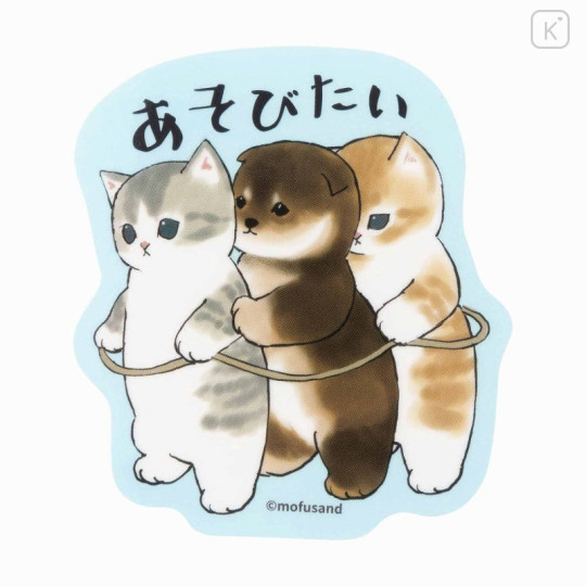 Japan Mofusand Vinyl Sticker - Cat / Puppy Nyan Wanna Play - 1