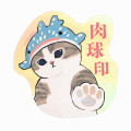 Japan Mofusand Hologram Vinyl Sticker - Cat / Whale Nyan Paw Print - 3