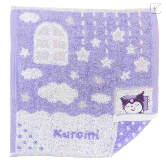 Japan Sanrio Jacquard Towel Handkerchief - Kuromi / Good Night - 1