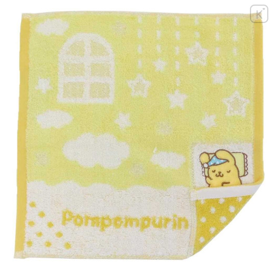 Japan Sanrio Jacquard Towel Handkerchief - Pompompurin / Good Night - 1