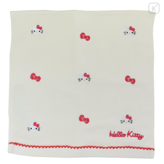 Japan Sanrio Mini Embroidered Towel Handkerchief - Hello Kitty / Faces - 1