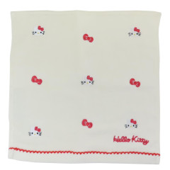 Japan Sanrio Mini Embroidered Towel Handkerchief - Hello Kitty / Faces
