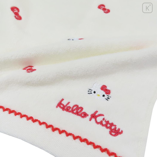 Japan Sanrio Mini Embroidered Towel Handkerchief - Hello Kitty / Faces - 2