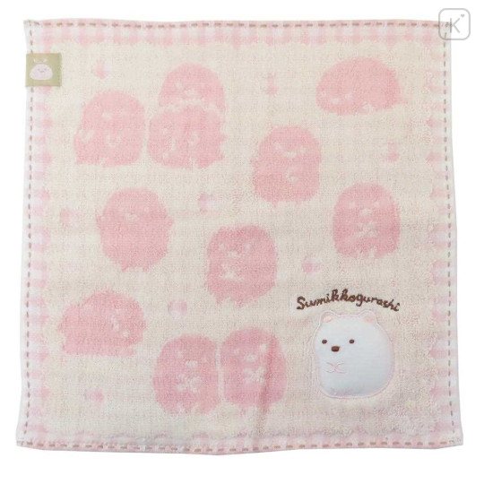 Japan San-X Jacquard Embroidered Towel Handkerchief - Sumikko Gurashi / Shirokuma Silhouette - 1