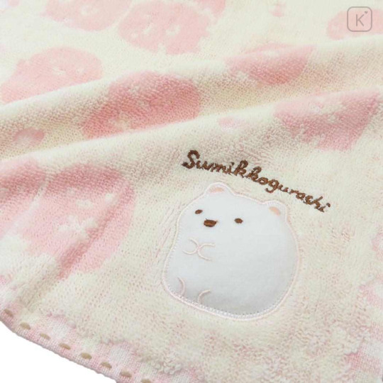 Japan San-X Jacquard Embroidered Towel Handkerchief - Sumikko Gurashi / Shirokuma Silhouette - 2