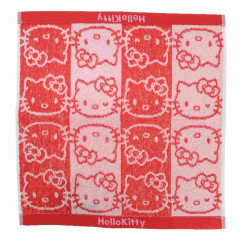 Japan Sanrio Jacquard Towel Handkerchief - Hello Kitty / Red