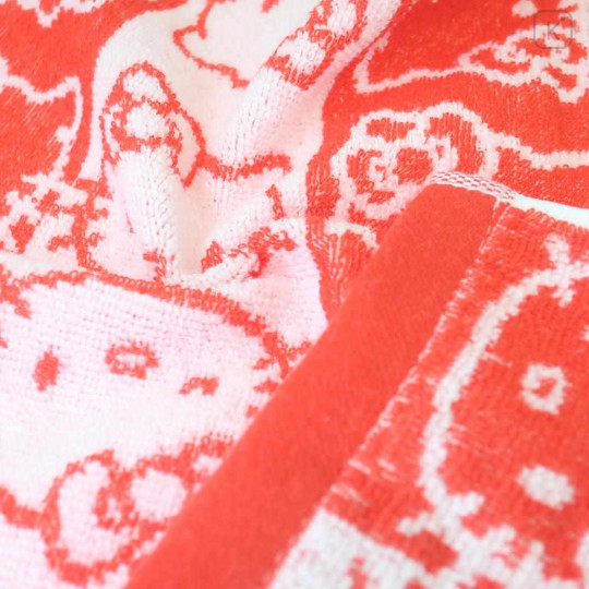 Japan Sanrio Jacquard Towel Handkerchief - Hello Kitty / Red - 3