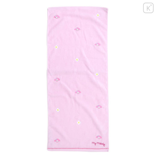 Japan Sanrio Jacquard Embroidered Long Towel - My Melody / Faces - 1