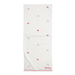 Japan Sanrio Jacquard Embroidered Long Towel - Hello Kitty / Faces