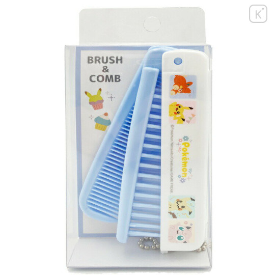 Japan Pokemon Folding Brush & Comb - White & Blue - 1
