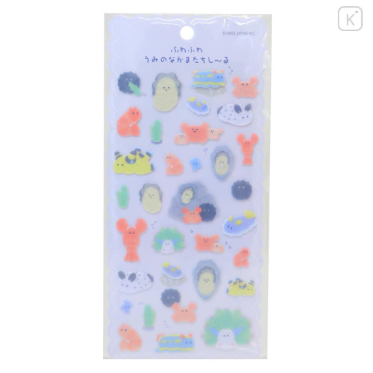 Japan Kamio Fluffy Seal Sticker - Crab / Sea Friends - 1