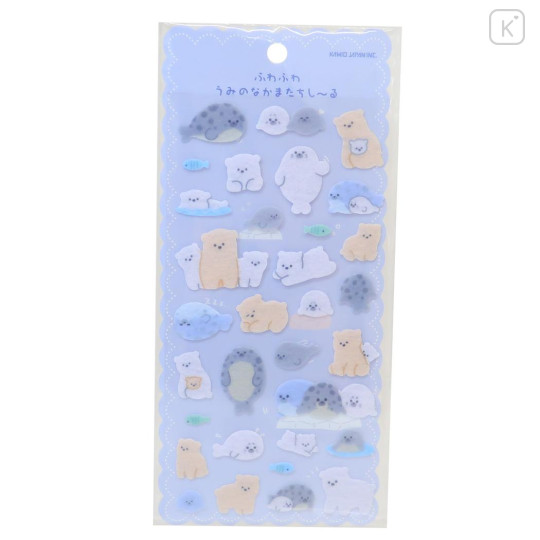 Japan Kamio Fluffy Seal Sticker - Polar Bear / Sea Friends - 1