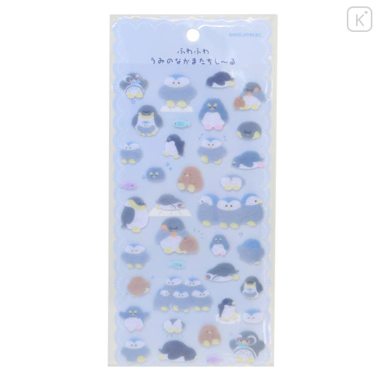 Japan Kamio Fluffy Seal Sticker - Penguin / Sea Friends - 1