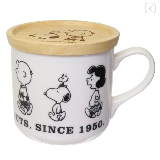 Japan Peanuts Porcelain Mug with Wooden Lid - Snoopy / Kids - 1