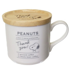 Japan Peanuts Porcelain Mug with Wooden Lid - Snoopy / Thank You