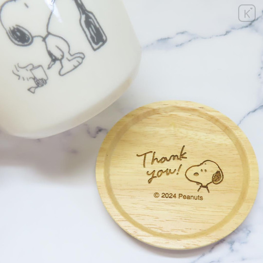 Japan Peanuts Porcelain Mug with Wooden Lid - Snoopy / Thank You - 3