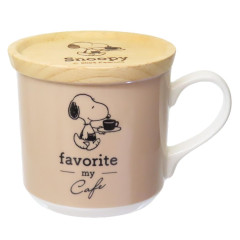 Japan Peanuts Porcelain Mug with Wooden Lid - Snoopy / My Cafe