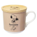 Japan Peanuts Porcelain Mug with Wooden Lid - Snoopy / My Cafe - 1