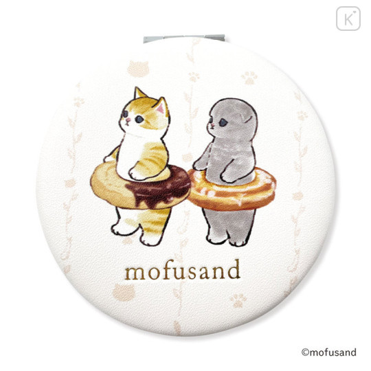 Japan Mofusand Mofumofu Store 2-sided Compact Mirror - Cat / Donuts - 1