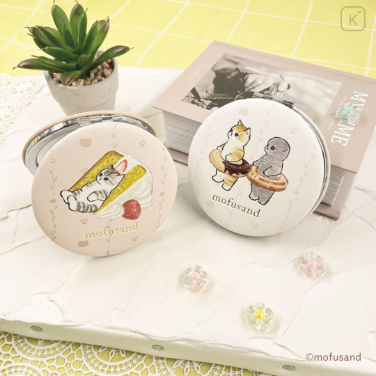 Japan Mofusand Mofumofu Store 2-sided Compact Mirror - Cat / Donuts - 2