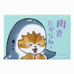 Japan Mofusand Square Magnet - Cat / Shark Wanna Eat Meat