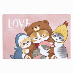 Japan Mofusand Exhibition Square Magnet - Cat / Love Bear Group Hug
